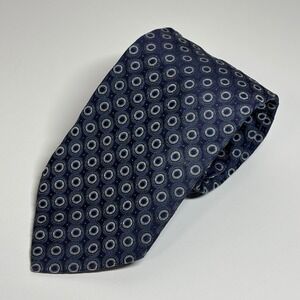 Peebles Executive Collection Tie Mens OS Blue Geometric Silk Hand Made Formal